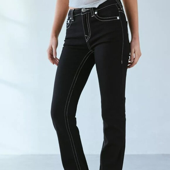 True Religion Billie Mid-Rise Big T Lurex Straight Jean 33 NWOT - Picture 4 of 5